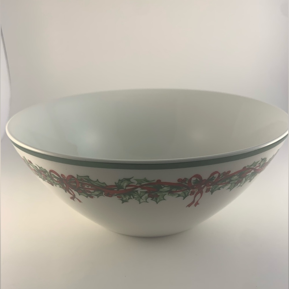 Christopher Radko “Holiday Celebrations” (Green Trim) - Large Salad Serving Bowl